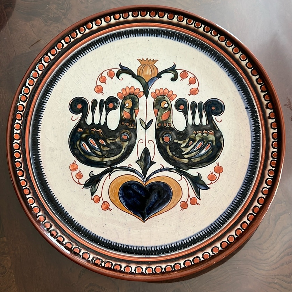 Handarbeit Collection Pottery Rooster Hen Plate